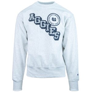 Champion aggies university logo 20 french gray unisex crewneck sweatshirt